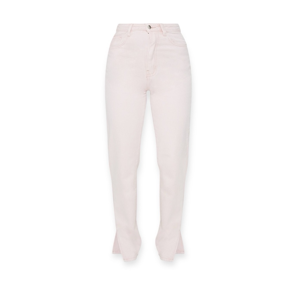 Washed Pink Split Hem Jeans